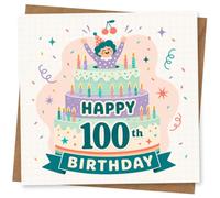 100th Birthday Card for Her, Funny Confetti Cake Design | Eye-catching greeting card; Funny Confetti Cake artwork for her on a 100th birthday with a warm, memorable feel