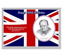 100th Birthday Card for him - Exclusive handrawn Fine Art drawing Sir Winston Churchill - WW2 quote - Stunning Keepsake greeting - Special wishes 100 year old man - Blank inside to write own message