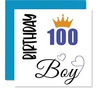 100th Birthday Card for Men - Birthday Boy - Cards for 100 Year Old Man Great Grandad Grandpa Step Dad Uncle, 145mm Hundredth Bday Greeting Cards Gift