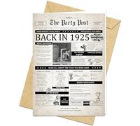 100th Birthday Card Happy Bday Jumbo Card for Men or Women Born In 1925 Big Funny Gifts for Dads or Moms Touring 100 Years Old. Vintage Party Decor Gift Ideas For Husband Wife. Retro Greeting Cards