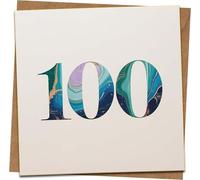 100th Birthday Card - Modern Marble Design - 145mm x 145mm Square Greeting Card with Kraft Envelope - Milestone Centenary Celebration for Men or Women