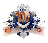 100th Birthday Card Pop Up 3D Happy Birthday Card Age 100 Today 3D For Him - Pop Ups - By Love Kate's - Stars, Keepsake, Envelope Included, Milestone, Surprise, 3D Display, Personalised Age