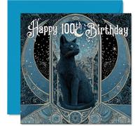 100th Birthday Cards for Men Women - Tarot Card Cat - Happy Birthday Card for 100 Year Old Man Woman Uncle Wife Auntie Grandad, 145mm Bday Greeting Cards