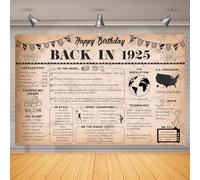 100th Birthday Decorations Vintage Back in 1925 Backdrop Banner, 6 x 4 ft Vintage 1925 Happy Birthday Photography Background Supplies
