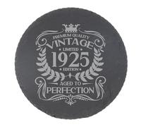 100th Birthday Gift for Men Vintage 1925 Aged to Perfection Engraved Slate Coaster Present for 100 Year Old Etched Natural Slate Placemat (Round Slate)