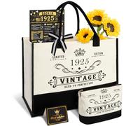 100th Birthday Gifts for Women Canvas Tote Bag Travel Gear, Unique 100 Years Old Birthday Gifts for Mom Wife Aunt Friends Her, Vintage 1925 Handbag & Cosmetic Bag & Back in 1925 Poster