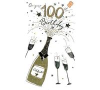 100th Birthday Greeting Card Hand-Finished Champagne Range Cards JGS633
