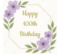 100th Birthday Guest Book: Purple and Gold Elegant Memory Party Keepsake with 75 Unique Questions 50 Sign In and Blank Pages (8.5x8.5 inches, 108 pages) for Adults and Celebrations