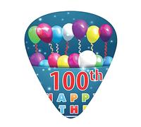 100th Birthday Guitar Picks 12 Pack Universal ABS Guitar Picks,Colorful Balloons on Star Like Dots 100 Years Birthday,for Acoustic and Electric Guitar,Blue and Dark Blue