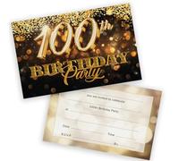 100th Birthday Party Invitations Men Women - Gold Confetti 28 Pack - Adults Birthday Invitations for Friends Family A6 Bday Party Invites Invitation Cards with Folding Envelopes