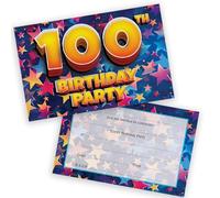 100th Birthday Party Invitations Women and Men, Celebration Stars 20 Pack