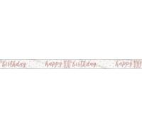 100th Birthday Prism Plastic Banner - 9' | Glittery Rosegold | 1 Pc.