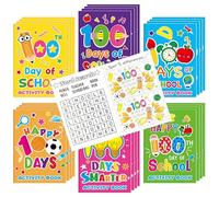 100th Day of School Activity Books for Kids - 48Pcs Happy 100 Days Mini Games Coloring Book Set Bulk Mazes Word Search Word Scramble Games for School Classroom Reward DIY Art Gifts Party Favors