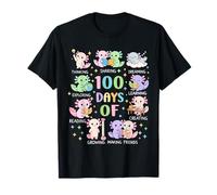 100th Day of School Bookish Axolotl Teacher Student Kids T-Shirt