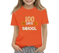 100th Day of School Celebration for Girls and Boys Kids T Shirts Fun Colorful Numbers Toy Truck Football Basketball Girls Christmas (Orange, 8-9 Years)