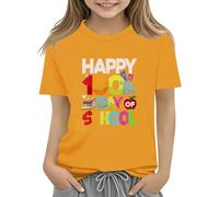 100th Day of School Celebration for Girls and Boys Kids T Shirts Fun Colorful Numbers Toy Truck Football Basketball Girls Size 5 Clothes (Yellow, 4-5 Years)