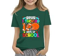 100th Day of School Celebration for Girls and Boys Kids T Shirts Fun Colorful Numbers Toy Truck Football Basketball Christmas for Girls (Green, 4-5 Years)