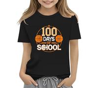 100th Day of School Celebration for Girls and Boys Kids T Shirts Fun Colorful Numbers Toy Truck Football Basketball Girls Christmas (Black, 10-11Years)