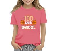 100th Day of School Celebration for Girls and Boys Kids T Shirts Fun Colorful Numbers Toy Truck Football Basketball Girls Christmas (Hot Pink, 4-5 Years)