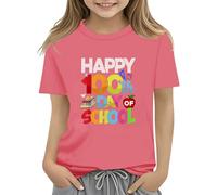 100th Day of School Celebration for Girls and Boys Kids T Shirts Fun Colorful Numbers Toy Truck Football Basketball Girls Size 5 Clothes (Hot Pink, 12-13 Years)