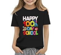 100th Day of School Celebration for Girls and Boys Kids T Shirts Fun Colorful Numbers Toy Truck Football Basketball Girls Size 5 Clothes (Black, 12-13 Years)