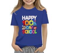 100th Day of School Celebration for Girls and Boys Kids T Shirts Fun Colorful Numbers Toy Truck Football Basketball Girls Size 5 Clothes (Blue, 10-11Years)