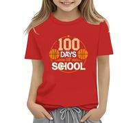 100th Day of School Celebration for Girls and Boys Kids T Shirts Fun Colorful Numbers Toy Truck Football Basketball Girls Christmas (Red, 4-5 Years)