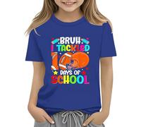 100th Day of School Celebration for Girls and Boys Kids T Shirts Fun Colorful Numbers Toy Truck Football Basketball Christmas for Girls (Blue, 3-4 Years)