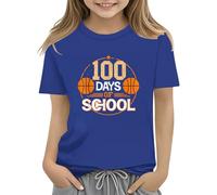 100th Day of School Celebration for Girls and Boys Kids T Shirts Fun Colorful Numbers Toy Truck Football Basketball Girls Christmas (Blue, 12-13 Years)