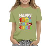 100th Day of School Celebration for Girls and Boys Kids T Shirts Fun Colorful Numbers Toy Truck Football Basketball Girls Size 5 Clothes (JN, 8-9 Years)