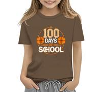 100th Day of School Celebration for Girls and Boys Kids T Shirts Fun Colorful Numbers Toy Truck Football Basketball Girls Christmas (Coffee, 10-11Years)
