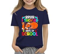 100th Day of School Celebration for Girls and Boys Kids T Shirts Fun Colorful Numbers Toy Truck Football Basketball Christmas for Girls (Navy, 4-5 Years)