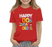 100th Day of School Celebration for Girls and Boys Kids T Shirts Fun Colorful Numbers Toy Truck Football Basketball Girls Size 5 Clothes (Red, 3-4 Years)