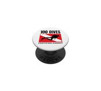 100th Dive Gift Scuba Diving Diver PopSockets Adhesive PopGrip