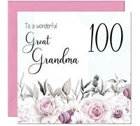 100th Great Grandma Birthday Card - Floral Elegant Birthday Card for 100 Year old hundredth hundred