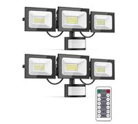 100W 2 Pack Security Lights Outdoor Motion Sensor,10000LM PIR Floodlight with Remote Control,6500K Daylight White Outside Lights with Sensor,IP66 Waterproof Outdoor Wall Lights for Garden Garage