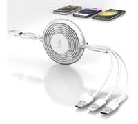 100W 3in1 Multi Charging Cable Retractable USB C Universal iPhone Charging Cable for Travel Fast Charger Type C 100W+27W Lightning+Micro USB Charging Cord for iPhone 15,14,Samsung,Pad, Kindle