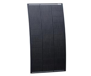 100W black semi-flexible fibreglass solar panel with round rear junction box & 3m cable, durable ETFE coating and monocrystalline solar cells for motorhome, caravan, campervan, boat or off-grid system