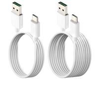 100w Charger Cable Fast Charge for Oppo 2 Pcs 1m and 2m Usb A To Usb C White Type C Car Carplay Charging Cord Compatible with Oppo Find X8 X6 Pro X5 X3 Lite Reno 13 12f 11f 10 A80 A79 A60 A54