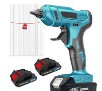 100W Cordless Hot Glue Gun, 18V Battery Compatible with 2X 3000mAh Battery, Fast Heating Glue Gun with 10 Glue Sticks, Glue Gun (Blue)