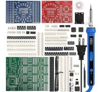100W Digital SMD/SMT Soldering Practice Kit for Beginners, 3 PCB Training Boards, 180-520°C Temp Control, Auto Sleep, 1206/0805/0603/0402 Training, QFP44 & SOP-14 IC Practice