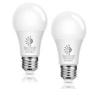100W Dusk to Dawn LED Light Bulb, 12W E27 Light Sensor LED Bulbs, Warm White 3000K, Automatic On/Off 1100LM Outdoor Indoor Lighting Bulb for Porch Garden, Yard, Patio, 2 Pack