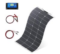 100W Flexible Solar Panel Kit Monocrystalline Solar Charge with 10A Controller USB Output to Charge 12V Batteries (Vented AGM Gel)-for Motorhome, Caravan, Camper, Boats, Roofs