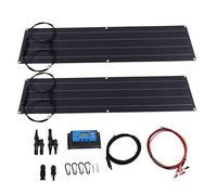 100W Flexible Solar Panel Monocrystalline PET High Efficiency Power Generation with PV Cable for RV Camping Home Outdoor Use Black 2 Pack