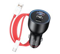 100W for Supervooc Car Charger for Oneplus 15/13/12R/Nord 4/3 USB Car Charger Adapter 1m USB C Cable 100W Fast Charge for Oneplus Nord 5 CE 5 4 3Lite 10 9 8 for Oppo A80 A60 A40 Reno 14 13F 12F 11F 10