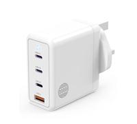 100W GaN Fast Charger, 4-Port USB-C & USB-A Wall Charger for MacBook Pro, Laptop, iPhone, iPad & Samsung - White