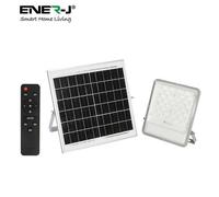 100W LED Floodlights with Solar Panels, 18W Solar Panel, 15AH Battery, 1700 lumens ENER-J White 25cm diameter x 19cm high