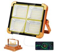 100W LED Rechargeable Work Light, Solar Portable Floodlight with 12500mAh Battery Led Construction Spotlight, Four Mode for Solar Emergency Floodlight for Camping, Car Repairing, Hiking