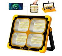 100W LED Solar Work Light Portable, 10000LM 12000mAh Battery USB Rechargeable, 4 Light Modes, Camping Lamp for Emergencies, Construction, Camping, Garage