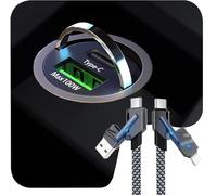 100W Max Fast iPhone mini Car Charger, Dual Port USB, USB C Car Charger with All in 1 Cable, PD 60W & QC40W, Flush Fit, Metal, Cigarette Lighter USB Adapter for iPhone 16 15 Samsung S25 Ultra Pixel 8